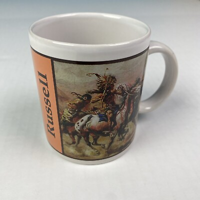 #ad Vintage Personalized Russell Coffee Cup Mug Native American Indians Horse Battle $14.99