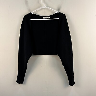 #ad Jonathan Simkhai Womens Small Sweater Cardigan Black Rib Knit Crop Dolman 19744 $83.85
