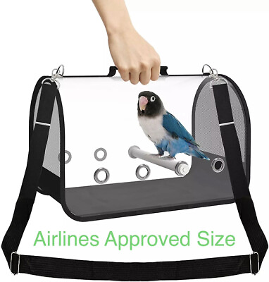 #ad Portable Bird Carrier Travel Cage Pet Folding Transparent Bag Airline Approved $24.98