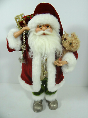 #ad Santa Claus Figure Puppy Dog Bag of Presents 17quot; Standing Wearing Glasses $14.99