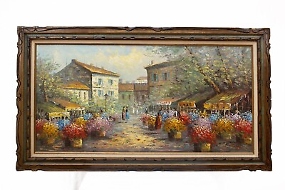 #ad Original ALDO RANDO Signed Impressionist Painting FLOWERS IN PARIS 55x31 in. $599.99