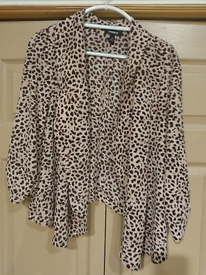 #ad Torrid Women#x27;s Open Front Leopard Print Soft Jacket Size 1 $20.00