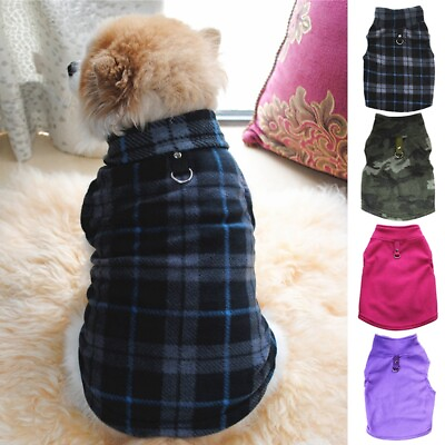 Small Pet Dog Warm Fleece Vest Sweater Clothes Coat Puppy Shirt With Leash Ring $7.43