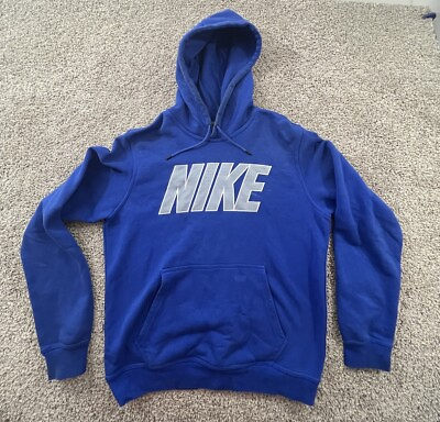#ad Vintage Nike Mens Medium Blue Travis Scott Center Spell Out Hoodie Sweatshirt $59.88