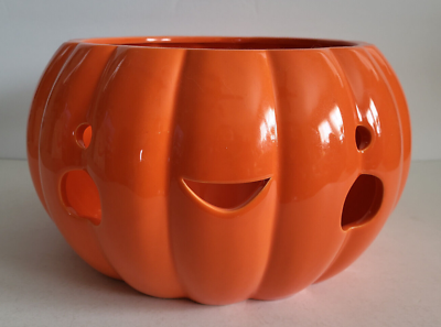 #ad Holiday Home Halloween orange 12 inch pumpkin treat bowl Jack O Lantern 11 inch $39.99