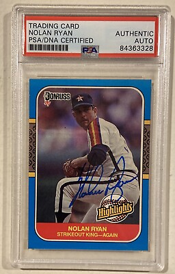 #ad 1987 Donruss Highlights NOLAN RYAN Signed Baseball Card 53 PSA DNA Astros $148.00
