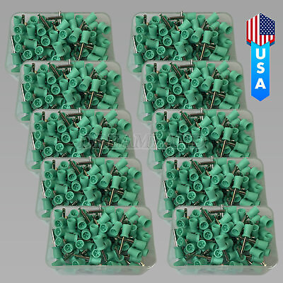 #ad 1000PC Dental Rubber Prophy Tooth Polish Polishing Cups Brushes Latch Soft Green $110.06