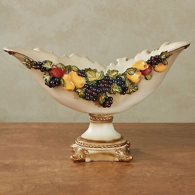 #ad Fruitful Bounty Antique Beige Traditional Centerpiece Pedestal Bowl Table Decor $139.00