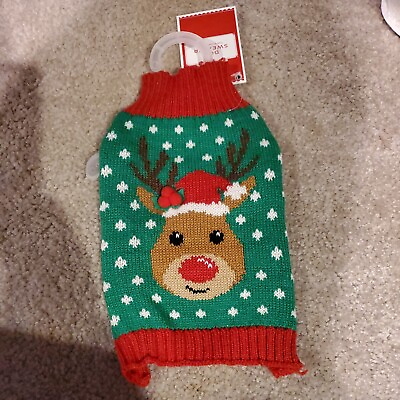 #ad Red red nose reindeer Christmas Holiday Dog Cat Sweater Pet Costume XXSmall $12.95