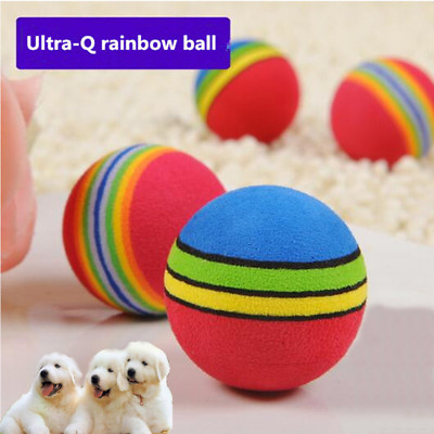 #ad Rainbow Ball Pet Dog Cat Puppy Chew Toys Durable Bite Balls Interactive Training $2.98