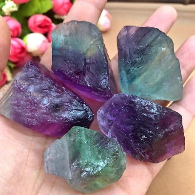#ad Raw Rainbow Fluorite Chunks Rough Rocks Healing Chakra Crystal Mineral Specimens $7.41