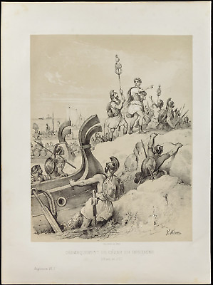 #ad Lithographie de 1859: Débarquement de Jules César en Bretagne. Victor Adam EUR 35.00
