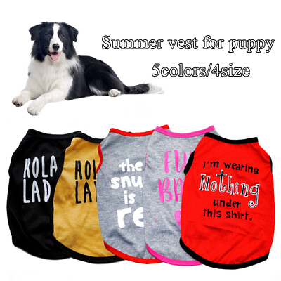 #ad Pet Dog Clothes T Shirt Vest Clothing Puppy Cat Cute Printed Costume Apparel‹ $3.70