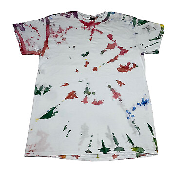#ad Gildan Tye Dye T Shirt Tee Men#x27;s Medium Handmade Splatter Design $12.90