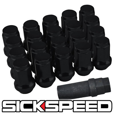 #ad SICKSPEED 20 PC BLACK STEEL LOCKING HEPTAGON SECURITY LUG NUTS LUGS 12X1.5 L07 $32.88