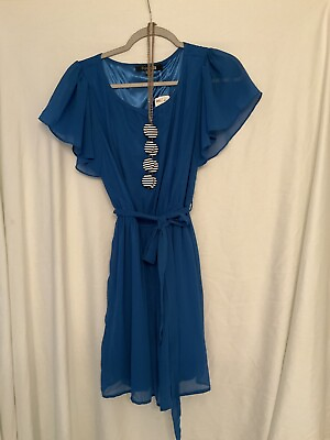 #ad Womens Forever 21 Contemporary Sleeveless Dress Medium Navy W New Necklace $19.99