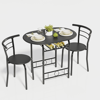 #ad 3 Pieces Dining Set for 2 Small Kitchen Breakfast Table Chairs and Table Set $73.80