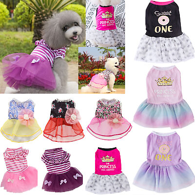 #ad Pet Clothes Puppy Small Dog Cat Princess Tutu Skirt Lace Cotton Sweet Apparel ^ C $4.72