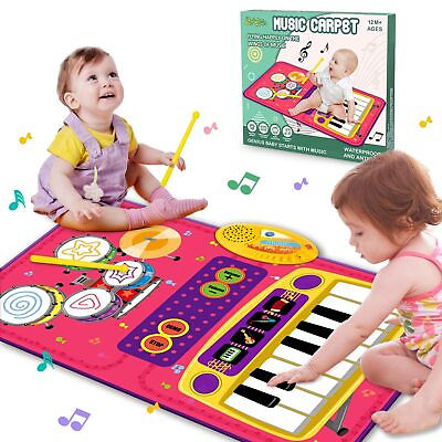 #ad Piano Mat: Baby Toys for 1 Year Old Girls 2 in 1 Music Mat with Keyboard amp; Drum $19.99