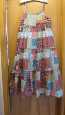 #ad Natural Life Dress Maxi Patchwork Tiered Cotton CottageCore Size Medium $22.49