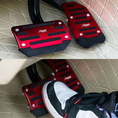 #ad 2Pcs Red Non Slip Automatic Pedal Brake Foot Treadle Cover Car Accessories $20.99