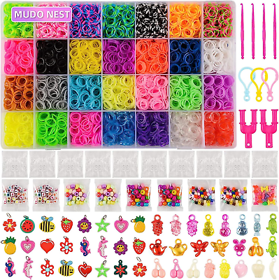 #ad MUDO NEST 11860 Rubber Bands Refill Loom Set: 11000 DIY Loom Bands 500 Clips $31.24