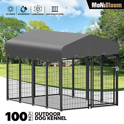#ad #ad Outdoor Metal Dog Run Cage Animal Kennel Pet House Fence Playpen w UV Proof Roof $224.99