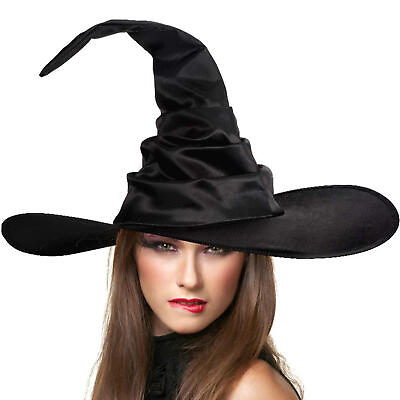 #ad Halloween Black Witch Costume Hat Wicked Witch Hat Large Ruched Witch Hat $8.44
