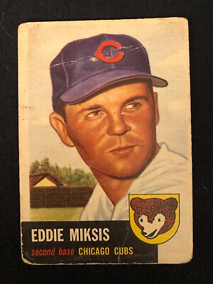 #ad 1953 Topps Baseball Card Eddie Miksis #39 BV $40 CF $4.99
