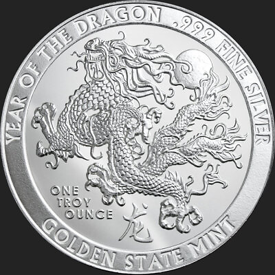 #ad 1 oz Year of the Dragon Silver Round $36.04