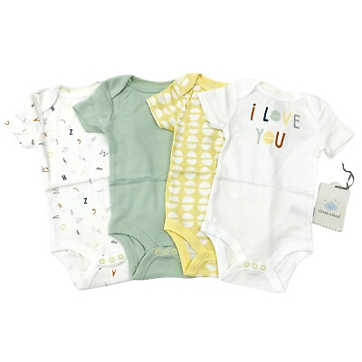 #ad Cloud Island Baby Size 0 3M Short Sleeve Bodysuits Mint Multi 4 Pack $9.59