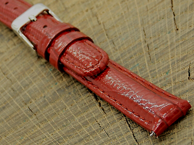 #ad Vintage Invicta Watch Band NOS Unused 16mm Red Leather w Silver Tone Buckle $27.00