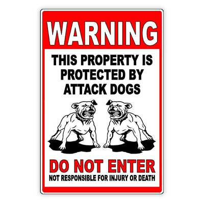 #ad Beware Of Dog Property Protected By Attack Dogs Do Not Enter Metal Sign BD029 $34.31