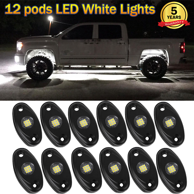 #ad 12X White LED Rock Lights Underbody Trail Rig Glow Lamp Offroad SUV Pickup Truck $34.89