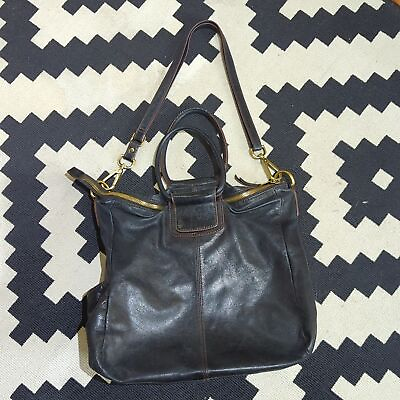 #ad Black leather Hobo brand round handle satchel purse bag $75.00