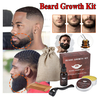 #ad Beard Growth Oil Fast Growing Beard Mustache GROOMING Kit Derma Roller for Men $13.42