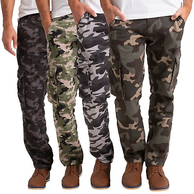 #ad Mens Army Cargo Combat Work Trouser Military Camo Casual Cotton Regular Fit Pant $19.68
