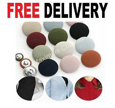 #ad 10 Cotton Fabric Shank Button metal Covered For Sewing Gown Blouses Coat Buttons $9.49