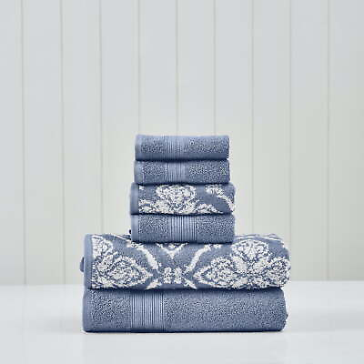 #ad Amaris 6 Piece Adult Cotton Bath Towel Set Amaris Denim $38.99