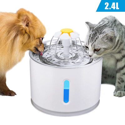 #ad 2.4L Automatic Electric Pet Water Fountain Cat Dog Drinking Dispenser w Filter $33.99