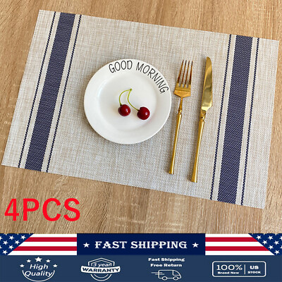 #ad Set of 4 PVC Placemats Non Slip Washable Dining Table Place Mats Kitchen New $8.08