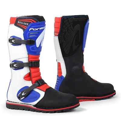 #ad motorcycle boots Forma Boulder white blue red trials dual sport balance tech $199.00