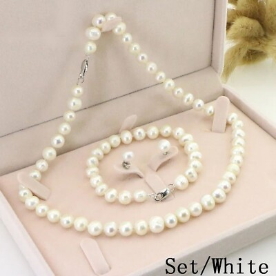 #ad Acrylic Freshwater Pearl White Pearls Women Accessory Set Jewelry Gift 1PC 8 9MM $45.13