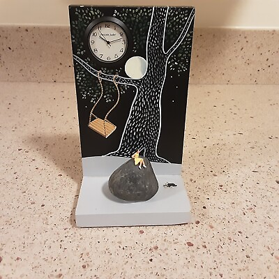 #ad Pascale Judet Original Clock Girl with Dog at Night w Moon and Tree Swing $74.85