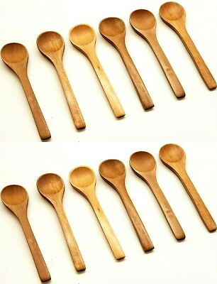 #ad Wood Spoons Small 5quot; Spice Sugar Chili Salt Coffee Utensil Kitchenware 12 Pack $7.49