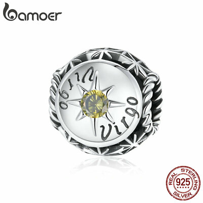 #ad BAMOER European S925 Sterling silver Charms Yellow CZ Virgo Bead For Bracelets $10.71