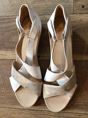 #ad Hotter gold ivory Leather Sandal strappy Size US 10 Nwot $39.00