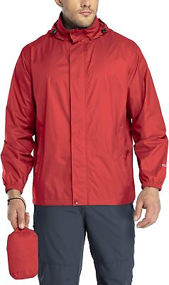 #ad 33000ft Packable Rain Jacket Men#x27;s Lightweight Waterproof Large Chili Red $57.05