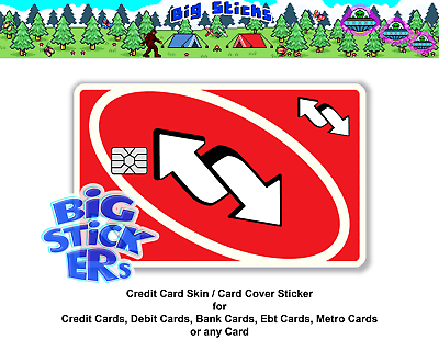 #ad Uno Reverse Draw 4 Card Credit Card SMART Sticker Skin Decal Card Wrap $6.78