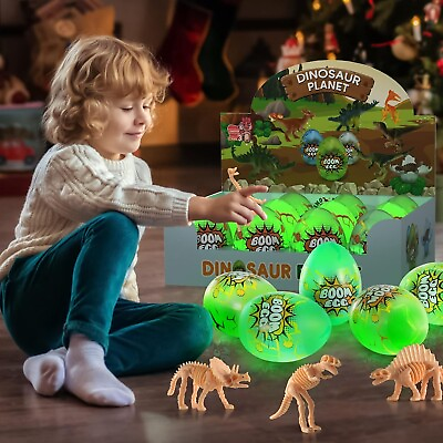 #ad 12Pack Surprise Jumbo Dinosaur Toy Eggs Boys Girls Luminous Dino Eggs Christmas $11.95